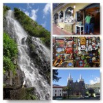 Virgin Wasserfall, Kunsthandwerk, Süßigkeiten, Kirche in Banos